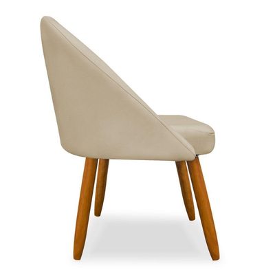 Cadeira Decorativa Estofada Para Sala Recepção Cozinha Lua Star Veludo Bege Eli Móveis E Decoração