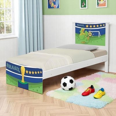 Cama Solteiro Adesivada Copa Do Mundo Brasil Com Colchão