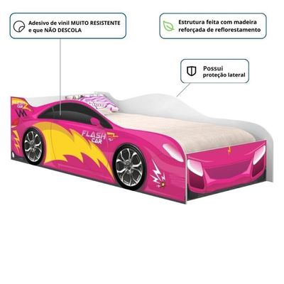 Cama Infantil Carro Velocista Pink