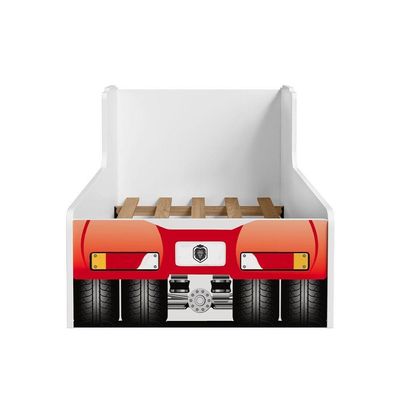 Cama Caminhão Solteiro Infantil Juvenil Com Cabeceira Peseira Estampadas Para Quarto - Vermelho