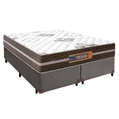 Cama Box Casal Bipartido Sintético + Colchão Molas Ensacadas Texas Prime Colchões 138cm - Suporta Até 120kg Por Pessoa