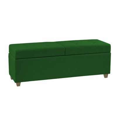 Canto Alemão Recamier Bau + Painel Madri 120cm Suede Verde - Inova Decor