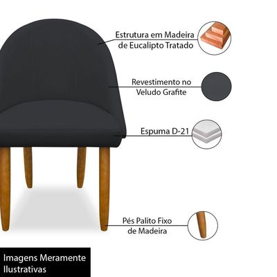 Cadeira Decorativa Estofada Para Sala Recepção Cozinha Lua Star Veludo Cinza Escuro Do Lar Móveis E Decoração