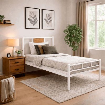 Cama Juvenil Solteiro Ravena Com Colchão Solteiro 88cm Klm Branco/canela