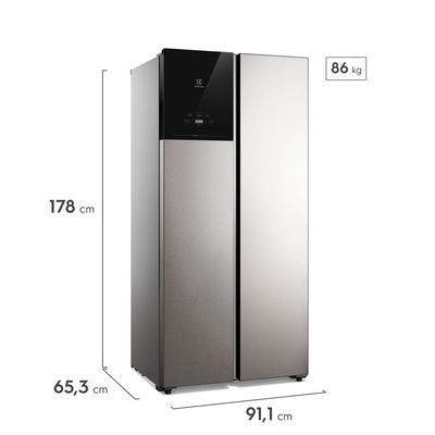Geladeira Electrolux Frost Free Inverter 431L AutoSense Bivolt Side by Side Cor Inox Look (ES40S) Bivolt