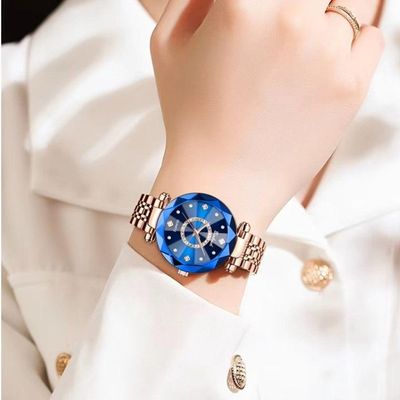 Relógio Feminino Luxo Ouro Rosé Binbond Diamante