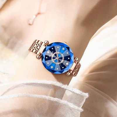 Relógio Feminino Luxo Ouro Rosé Binbond Diamante