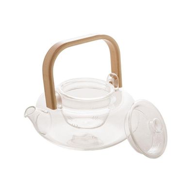Chaleira De Vidro Com Com Alça De Bambu 800ml Wolff