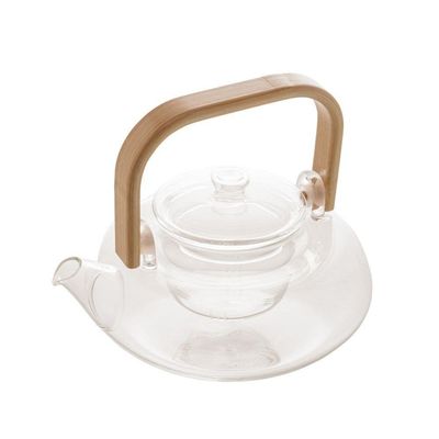 Chaleira De Vidro Com Com Alça De Bambu 800ml Wolff