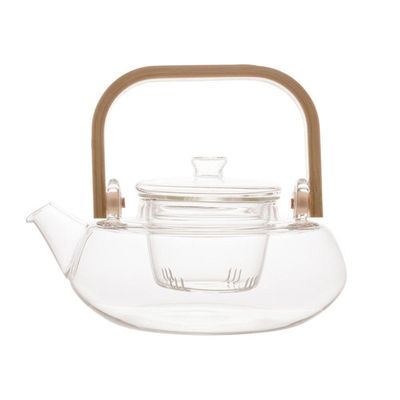 Chaleira De Vidro Com Com Alça De Bambu 800ml Wolff