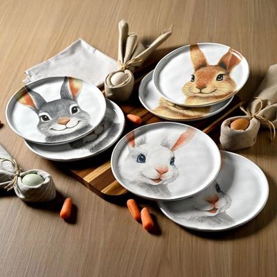 Conjunto De Pratos De Sobremesa 06 Peças Páscoa Bio Sorrisos Porto Brasil