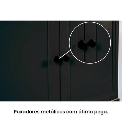 Aparador Buffet Ditália 2 Gavetas 2 Portas Preto R-629
