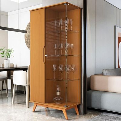 Conjunto Cristaleira E Aparador Buffet Tucumã Com 3 Portas Nature