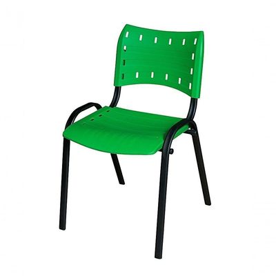 Kit 3 Cadeira Iso Tubo Oblongo Aço Industrial Empilhavel Verde