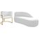 Kit Divã Luna 185cm Lado Direito E 01 Poltrona Base De Ferro Dourado Suede Branco
