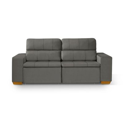 Sofá 3 Lugares 195cm Com Molas, Retrátil E Reclinável Cinza