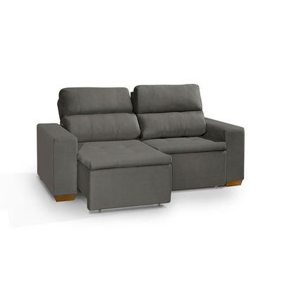 Sofá 3 Lugares 195cm Com Molas, Retrátil E Reclinável Cinza