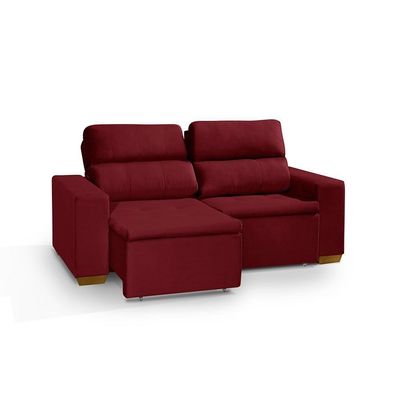 Sofá 3 Lugares 195cm C/ Molas Retrátil E Reclinável Vermelho