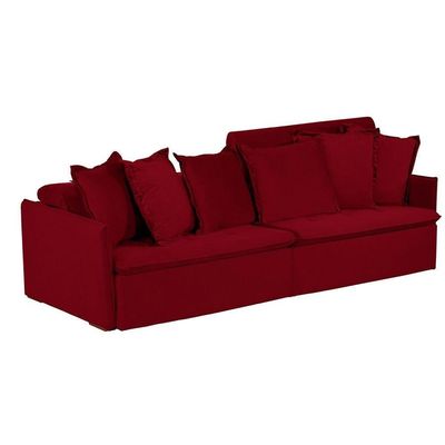 Sofá 4 Lugares Com Molas Retrátil E Reclinável Vermelho
