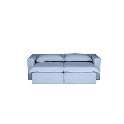Sofá Cama Casal Retrátil E Reclinável Em Linho Sofatec Azul