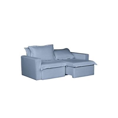 Sofá Cama Casal Retrátil E Reclinável Em Linho Sofatec Azul