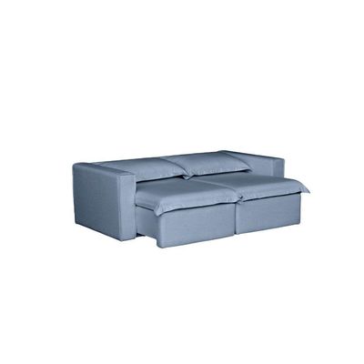Sofá Cama Casal Retrátil E Reclinável Em Linho Sofatec Azul