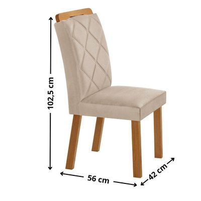 Mesa De Jantar Yasmin 180 Mdf Laminado E 6 Cadeiras Melissa Veludo Creme/naturale/off White