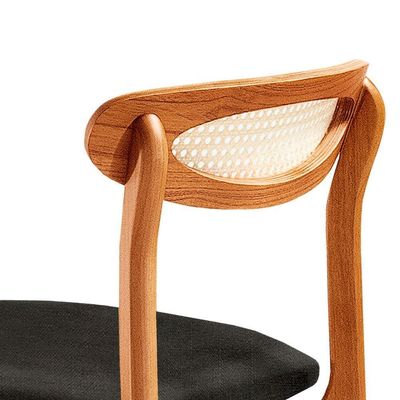 Conjunto 2 Cadeira De Jantar Noronha Premium Moderna Mobília Linho Preto / Imbuia Nat.