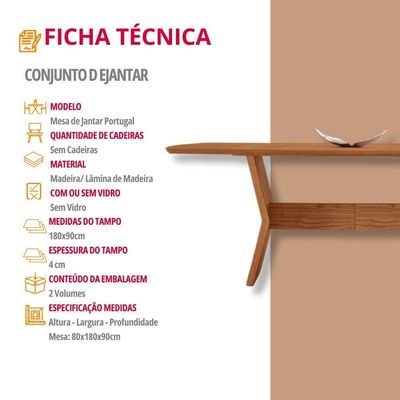 Mesa Para Sala De Jantar Portugal Tampo Barril Laminado Cinamomo Imbuia