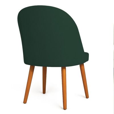 Kit 02 Cadeiras Poltrona De Jantar Luna Suede Pés Palito Castanho - Pallazio Cor Verde