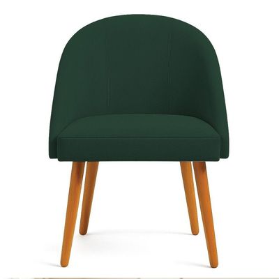 Kit 02 Cadeiras Poltrona De Jantar Luna Suede Pés Palito Castanho - Pallazio Cor Verde