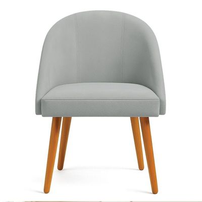 Kit 02 Cadeiras Poltrona De Jantar Luna Suede Pés Palito Castanho - Pallazio Cor Cinza