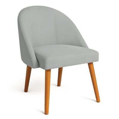 Kit 02 Cadeiras Poltrona De Jantar Luna Suede Pés Palito Castanho - Pallazio Cor Cinza