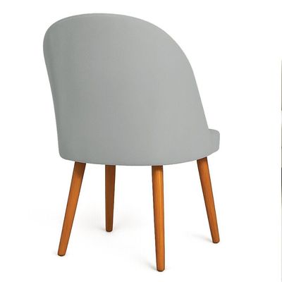 Kit 02 Cadeiras Poltrona De Jantar Luna Suede Pés Palito Castanho - Pallazio Cor Cinza