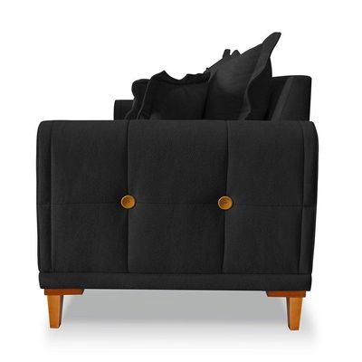 Sofá Living 2 Lugares 1,80m Livia Bouclê Pés De Madeira - Pallazio Cor Preto