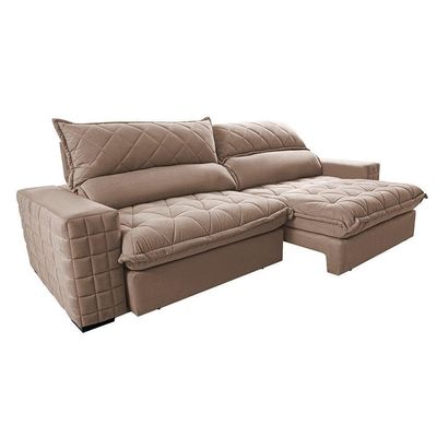 Sofá Retrátil E Reclinável 2,35m Molas Ensacadas Cama Inbox Elegance Com Thermogel Velusoft Bege