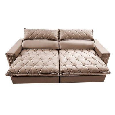 Sofá Retrátil E Reclinável 2,35m Molas Ensacadas Cama Inbox Elegance Com Thermogel Velusoft Bege