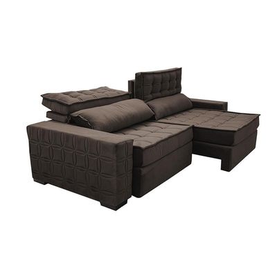 Sofá Retrátil E Reclinável 2,55M Cama Inbox Big Star Com Softgel D40 Velupluma Café