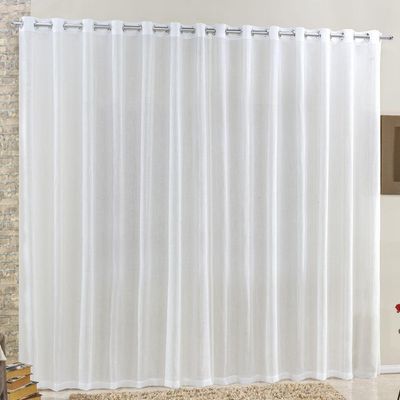 Cortina 4 Mts Sala Quarto Voal E Linho Para Trilho Suisso Branco - 100% Poliéster