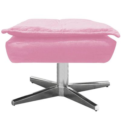Puff Decorativo Base Giratória Cromada Charger Suede Rosa - Gran Belo