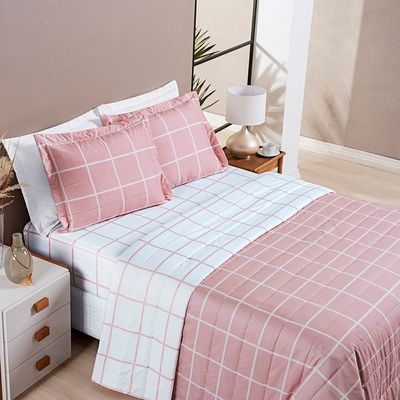 Cobre Leito Austin King 03 Peças - Rosa