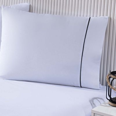 Jogo De Cama Lençol 100% Algodão Percal 150 Fios Casal Gran Moratta 3 Peças - Branco E Cinza