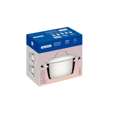 Caçarola Funda Tramontina Allegra Aço Inox Fundo Triplo 20 cm 3,1L