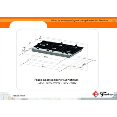Cooktop Fischer 5q Platinium Gás 5 Bocas Escovado - Bivolt Cor Prime 127v/220v