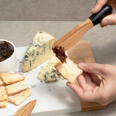 Espatula Faca para Queijo Garfinho Utensilios Bambu Kit 4un