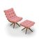 Poltrona com Puff Giratório Costela Suede Base de Madeira MA30 M11 - D'Rossi Rose
