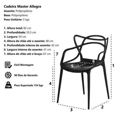 Cadeira Allegra Em Polipropileno Cor Preto