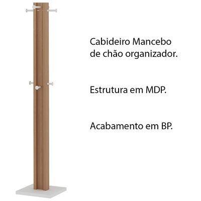 Cabideiro para Quarto Sala de Estar AZ1018 MDP Amendoa/Branco - Gran Belo