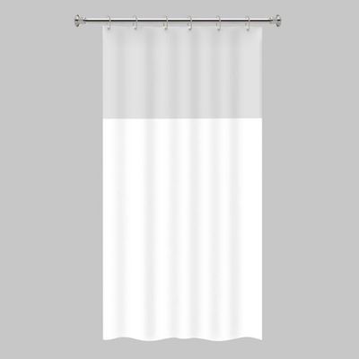 Cortina De Box Banheiro PVC Com Visor Liso