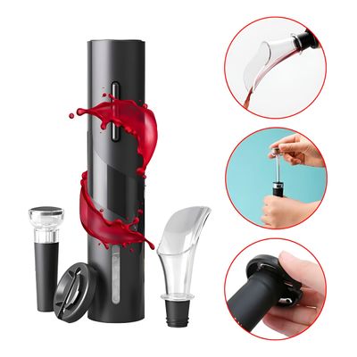 Conjunto Elétrico para Garrafas com Abridor Automático, Aerador e Rolha de Vedação – Elegância e Praticidadeo